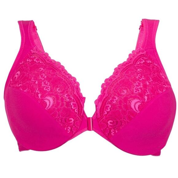 Glamorise Wonderwire bra front closure underwire hot pink sz 34B new WL277 - Picture 4 of 8